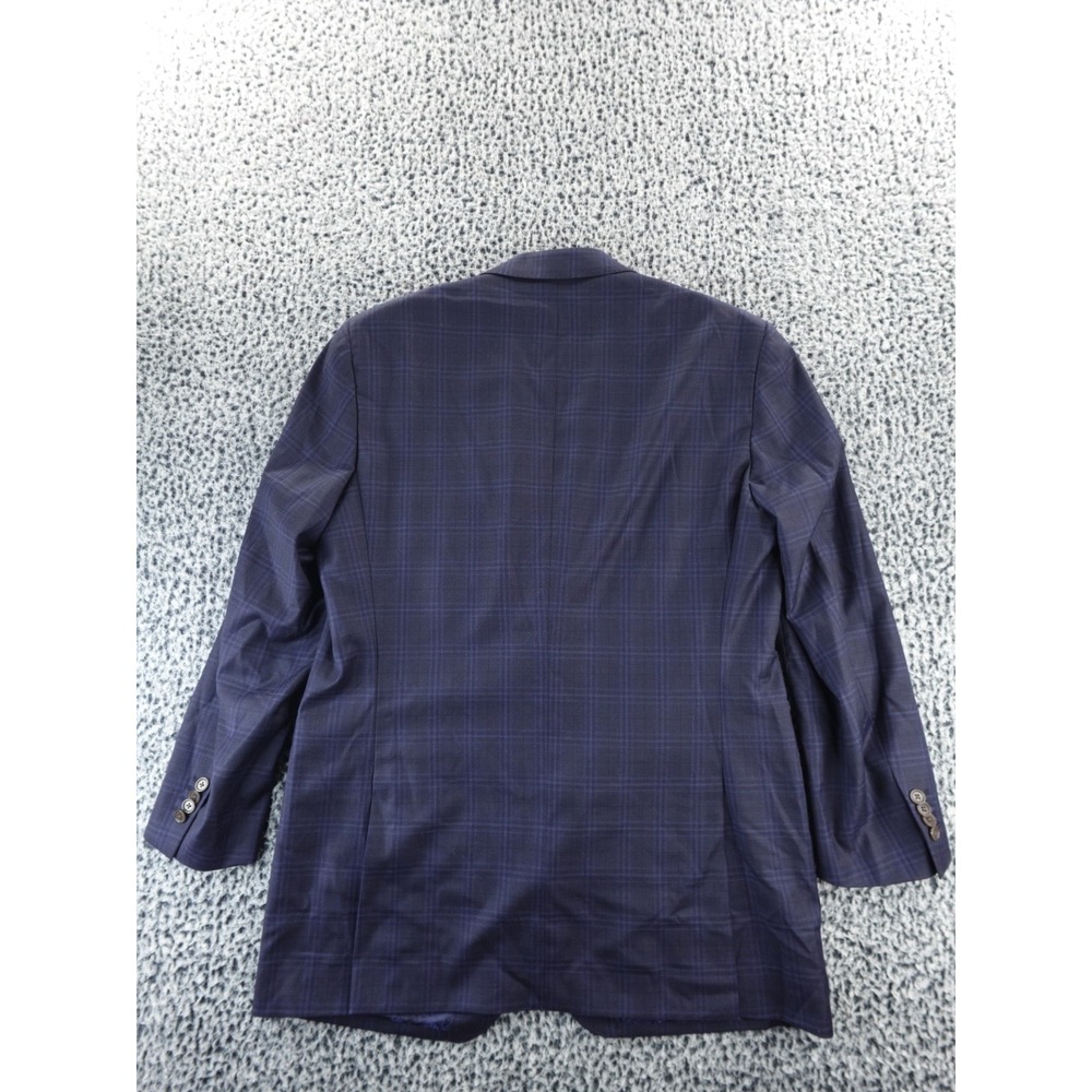 Bespoke 44 L Loro Piana " 4 Seasons " Super 130's Navy Blue Double Windowpane - Picture 7 of 16